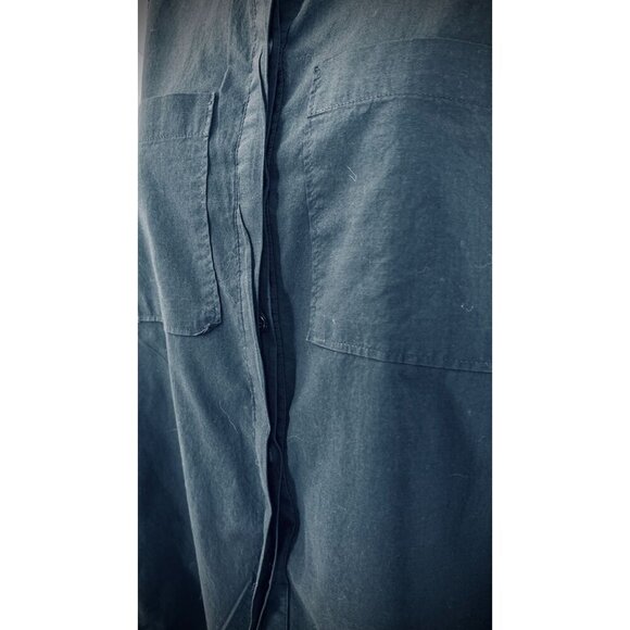 Anthropologie HD In Paris Sleeveless Button Up Shirt  Size 4 Navy Blue High Low - Picture 8 of 15